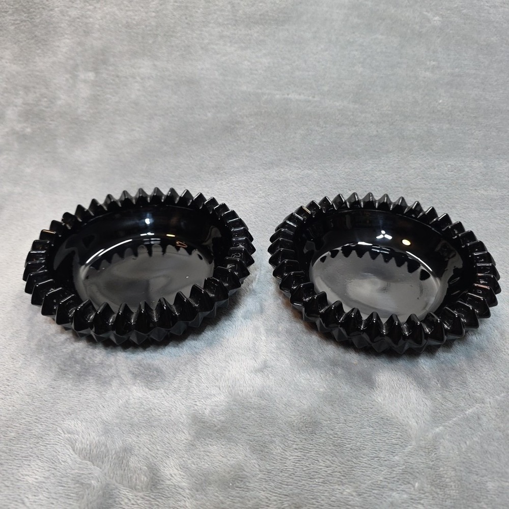 Vintage Indiana Tiara Cut Black Glass Dish 5 Inch Set Of 2